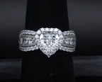 Sterling Silver Heart Cut Cubic Zirconia Halo Ring - Size 6