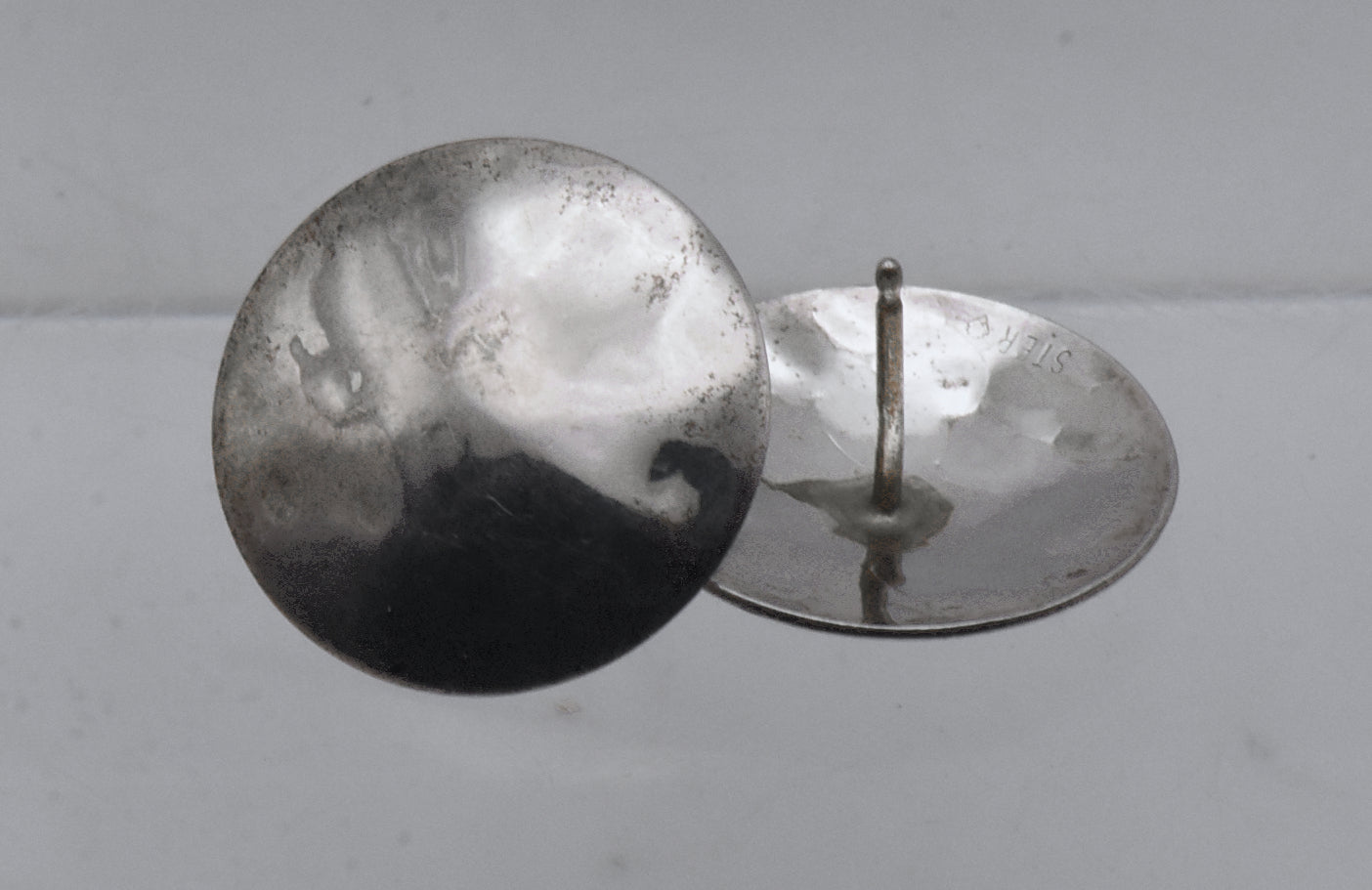 Vintage Sterling Silver Hammered Texture Stud Earrings