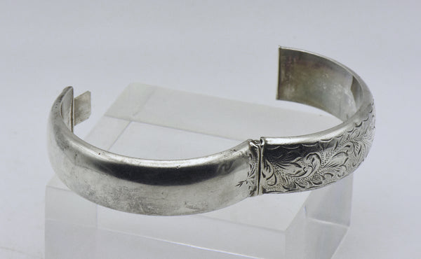 Harrod's - Vintage 1960s English Sterling Silver Wide Hinged Bangle