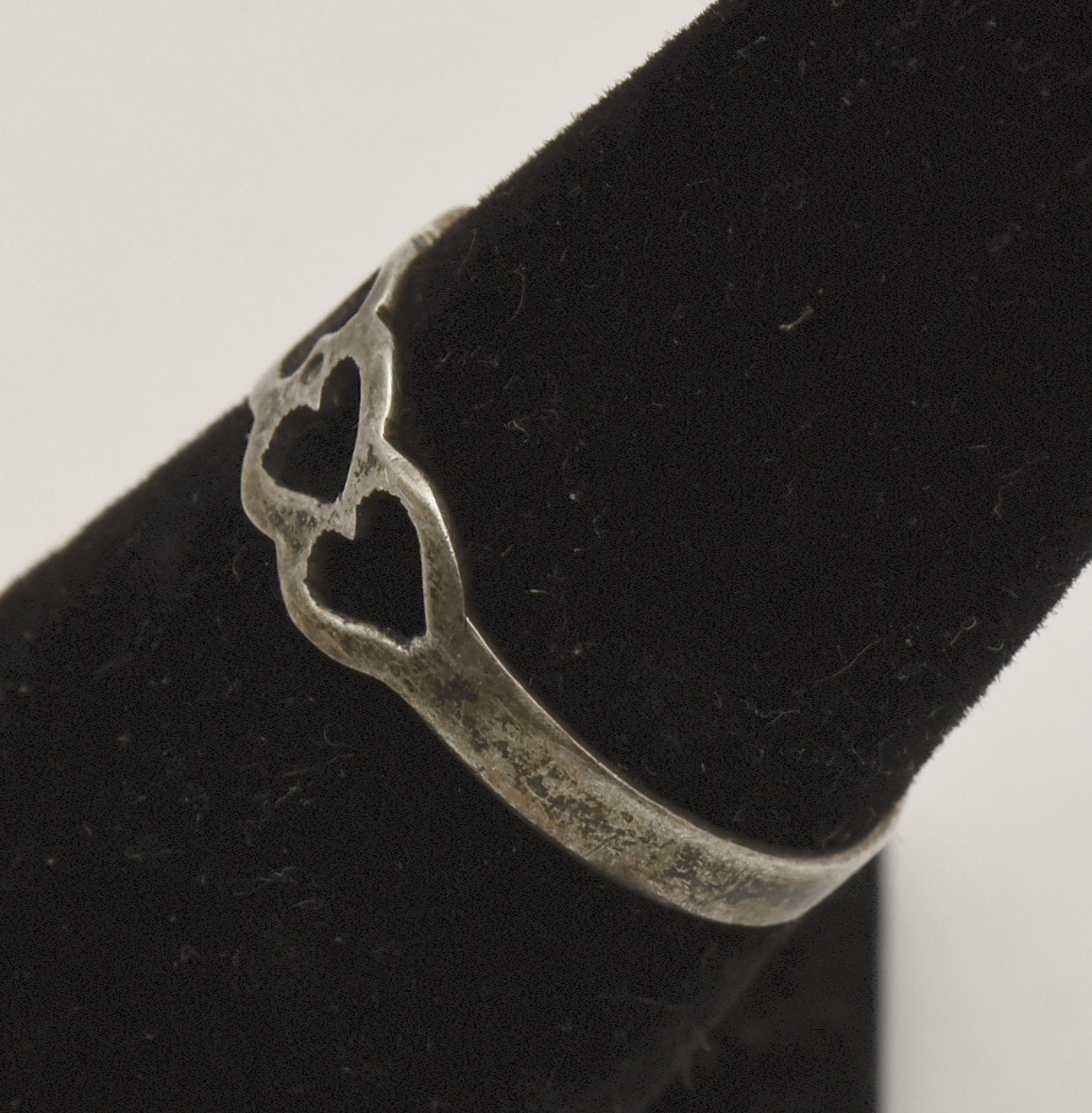 Vintage Handmade Hearts Sterling Silver Ring - Size 6.25
