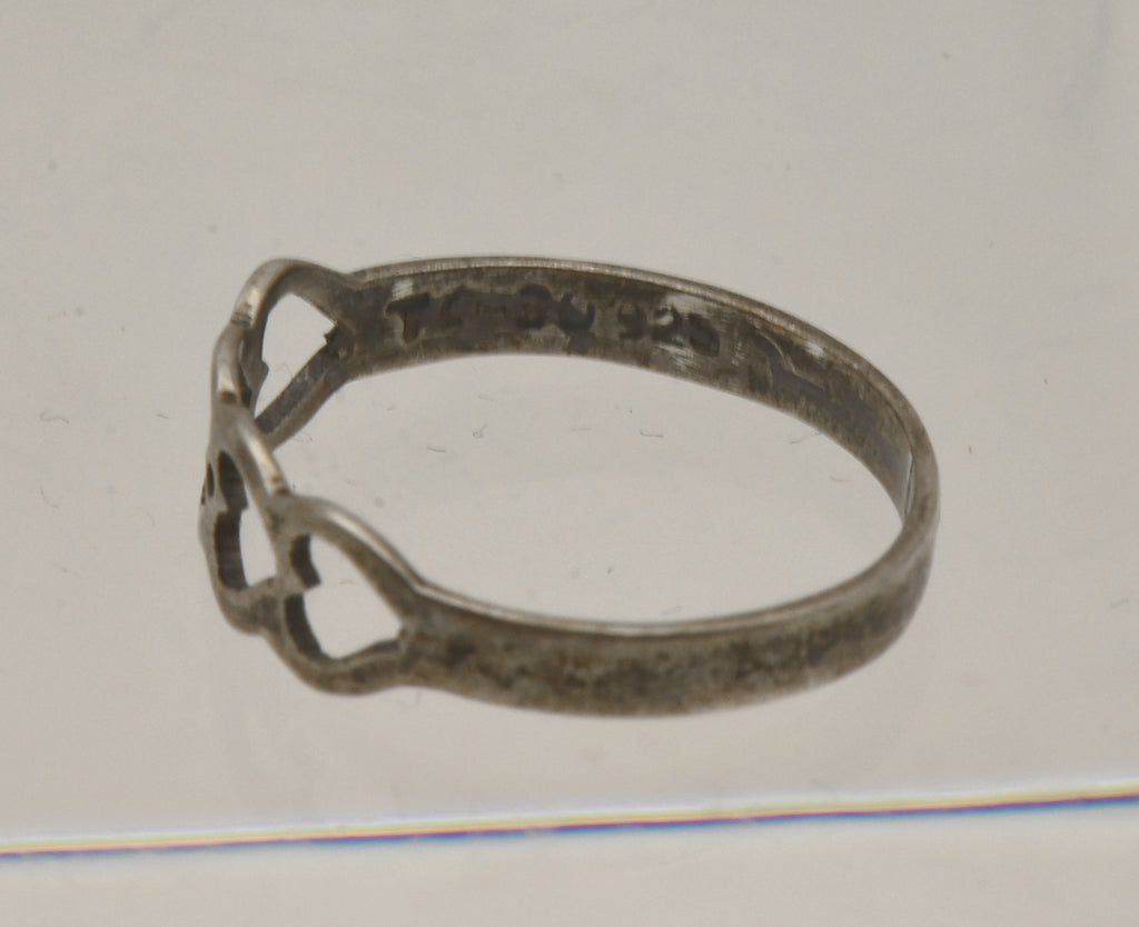 Vintage Handmade Hearts Sterling Silver Ring - Size 6.25