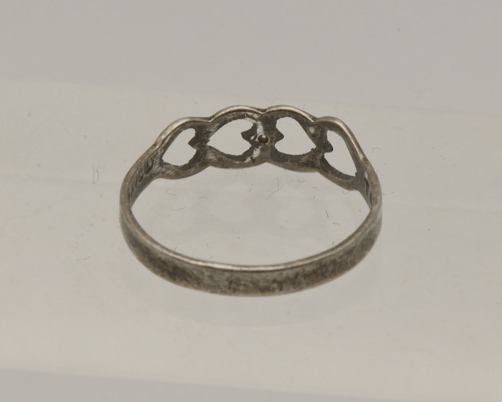 Vintage Handmade Hearts Sterling Silver Ring - Size 6.25