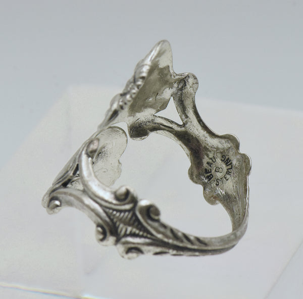 Beau - Vintage Sterling Silver Heart Bypass Ring