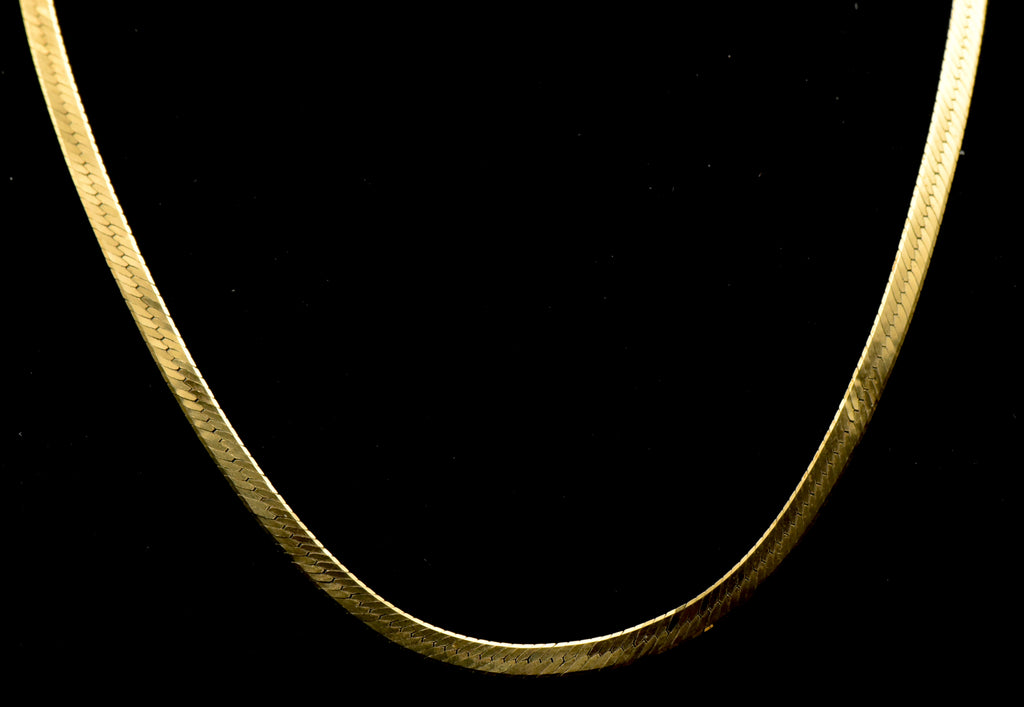 Vintage Italian 14k Herringbone Chain Necklace - 18"