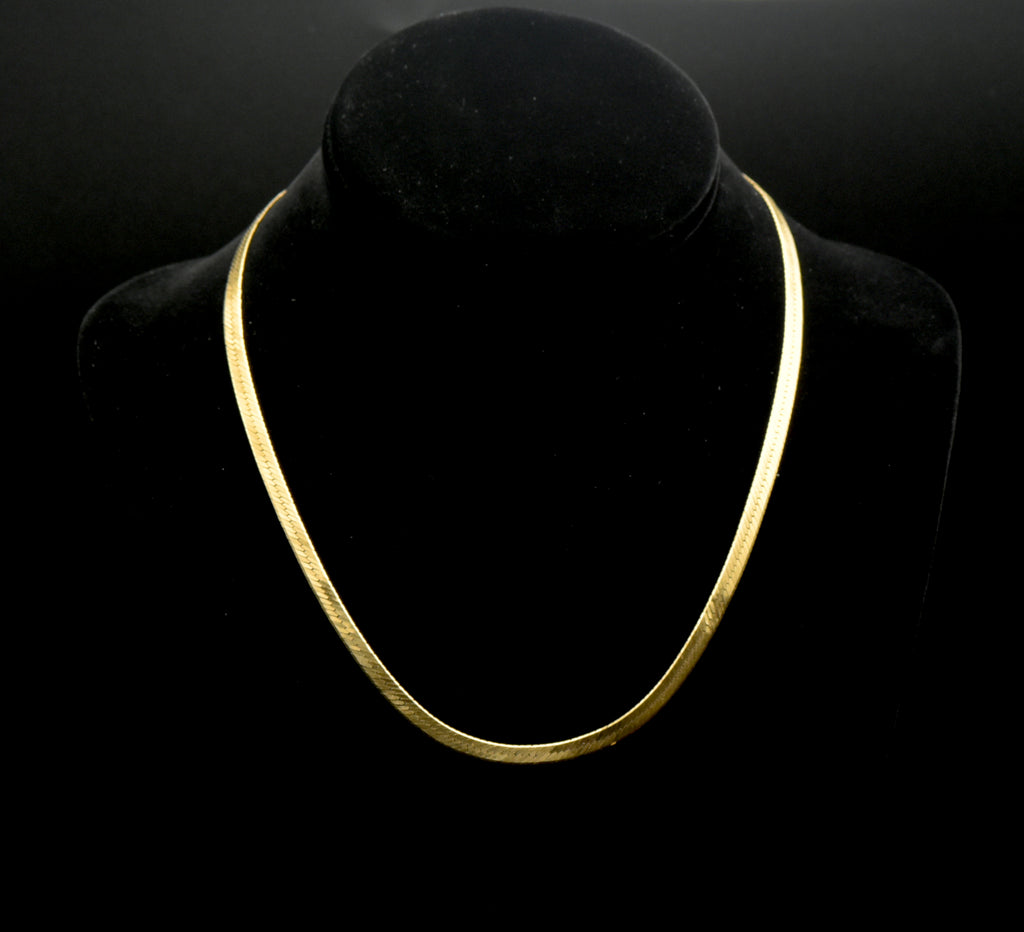 Vintage Italian 14k Herringbone Chain Necklace - 18"