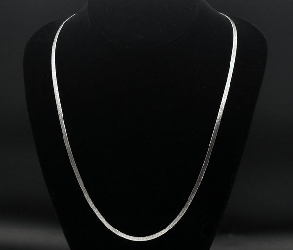 Vintage Sterling Silver Italian Herringbone Chain Necklace - 24"