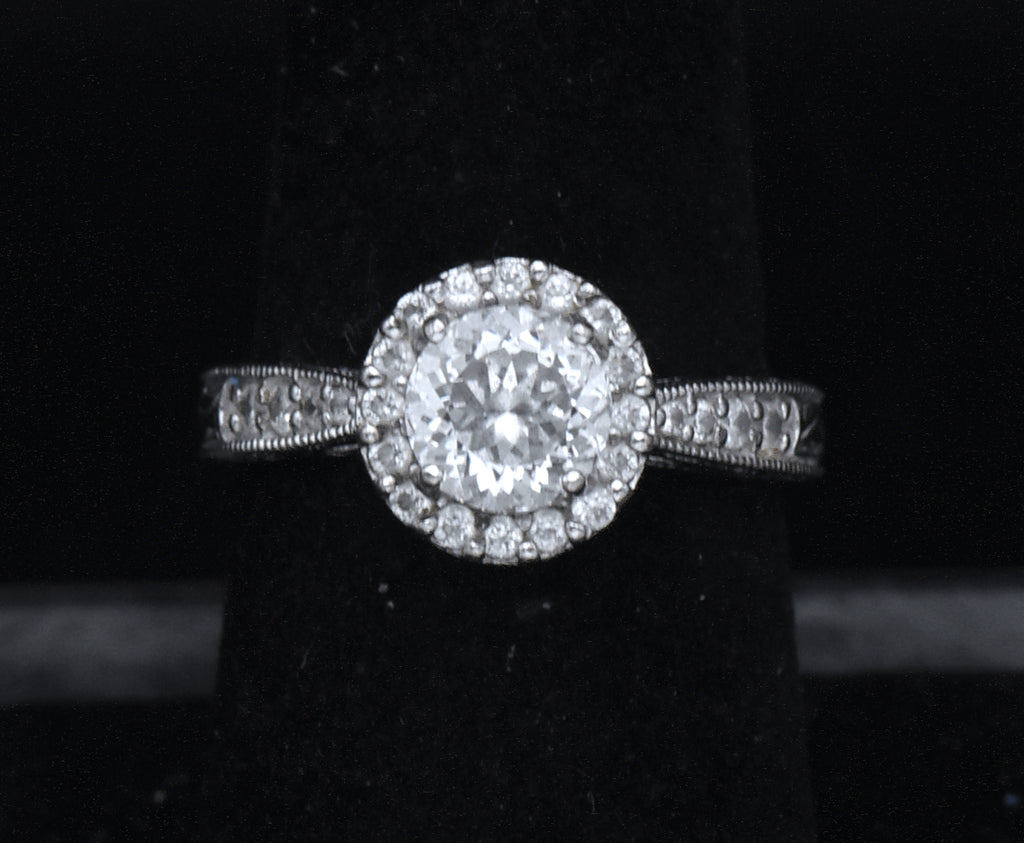 Tacori - Sterling Silver Cubic Zirconia Halo Ring - Size 7