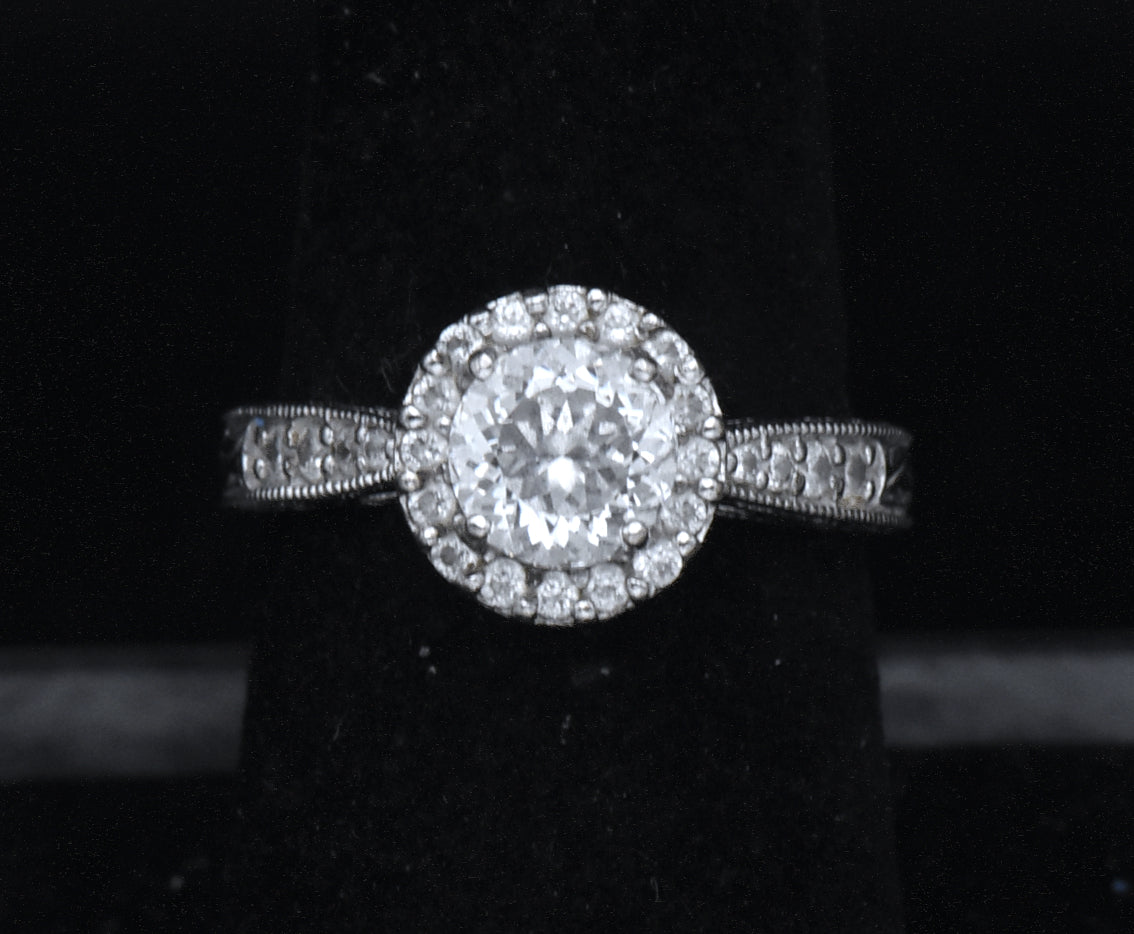 Tacori - Sterling Silver Cubic Zirconia Halo Ring - Size 7