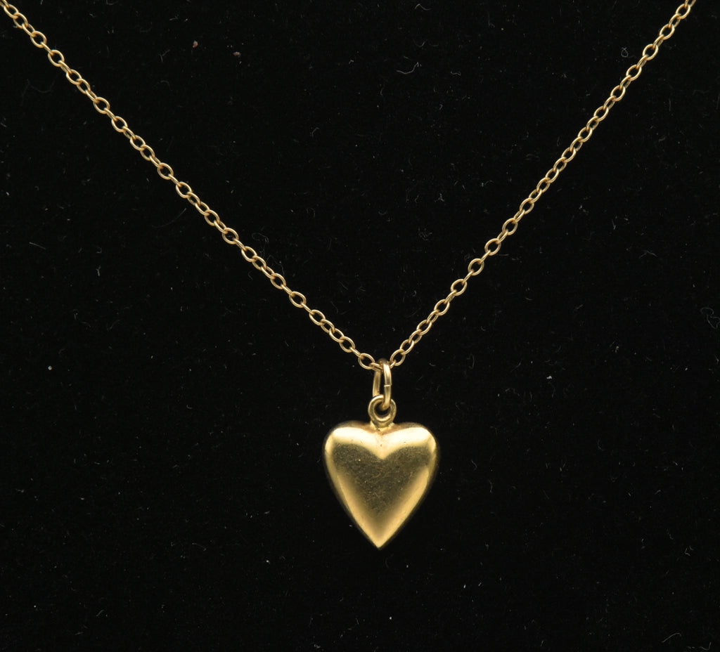 Vintage 10k Gold Heart Pendant Chain Necklace - 13"
