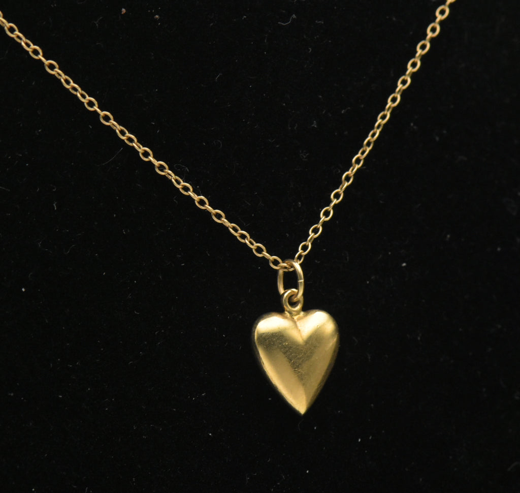 Vintage 10k Gold Heart Pendant Chain Necklace - 13"