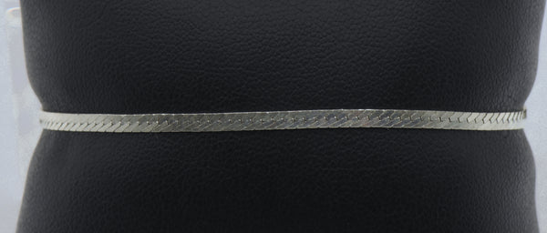 Vintage Italian Sterling Silver Herringbone Link Chain Bracelet - 7"