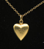 Vintage 10k Gold Heart Pendant Chain Necklace - 13"