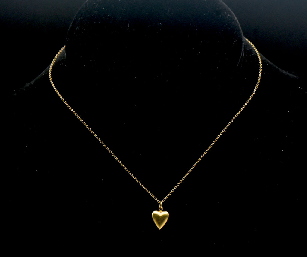Vintage 10k Gold Heart Pendant Chain Necklace - 13"