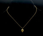 Vintage 10k Gold Heart Pendant Chain Necklace - 13"