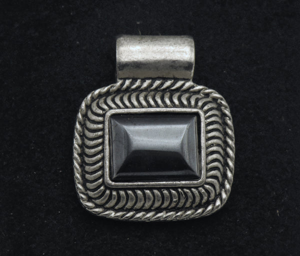 Vintage Hematite Silver Tone Metal Slide Pendant