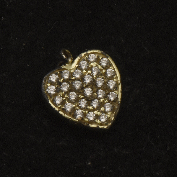 Vintage Gold Plated Heart Rhinestone Charm