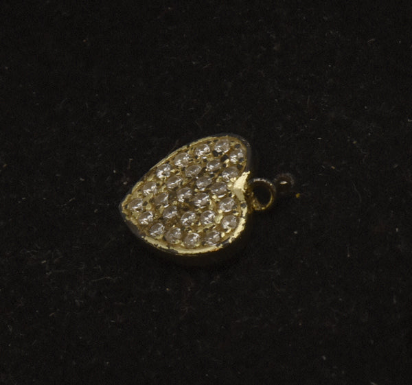 Vintage Gold Plated Heart Rhinestone Charm