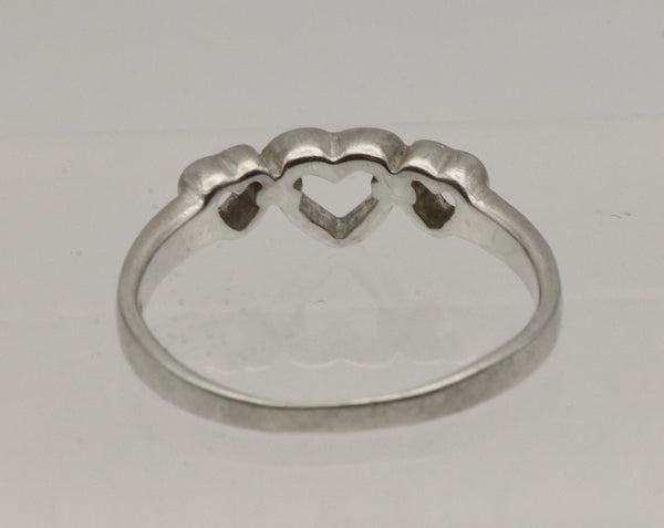 Vintage Sterling Silver Triple Heart Band - Size 5