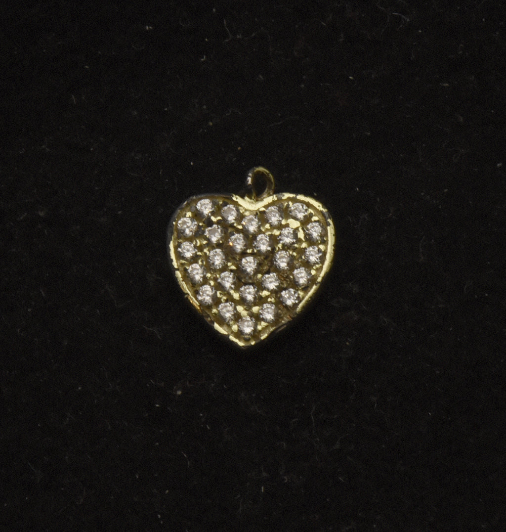 Vintage Gold Plated Heart Rhinestone Charm