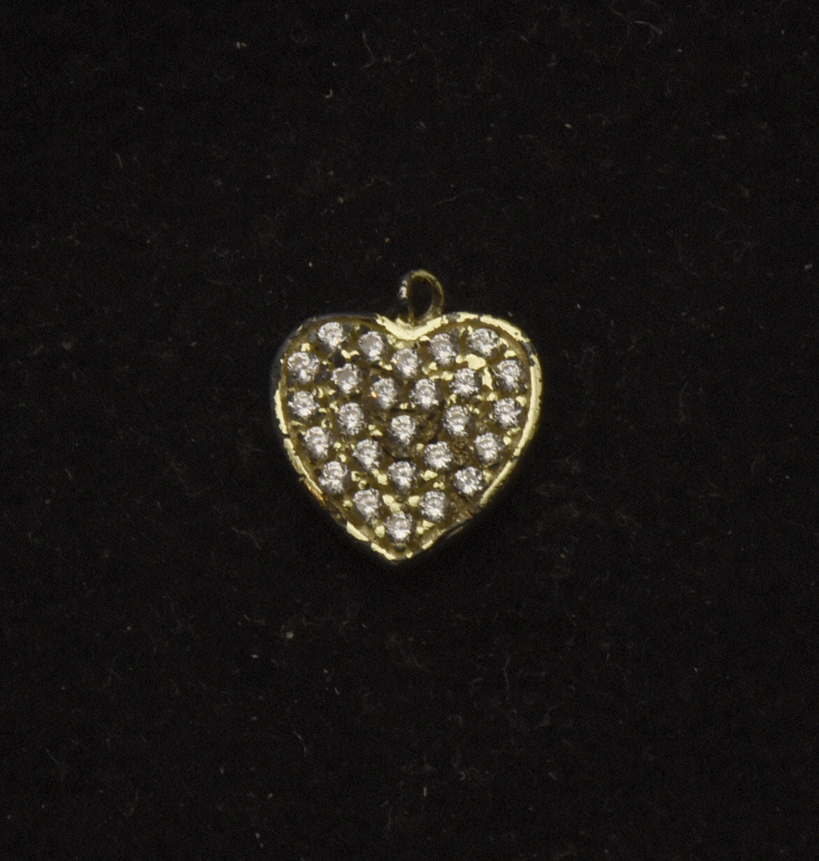 Vintage Gold Plated Heart Rhinestone Charm