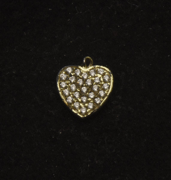 Vintage Gold Plated Heart Rhinestone Charm