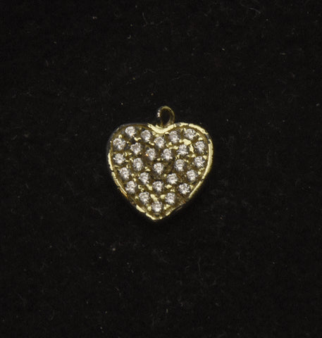 Vintage Gold Plated Heart Rhinestone Charm