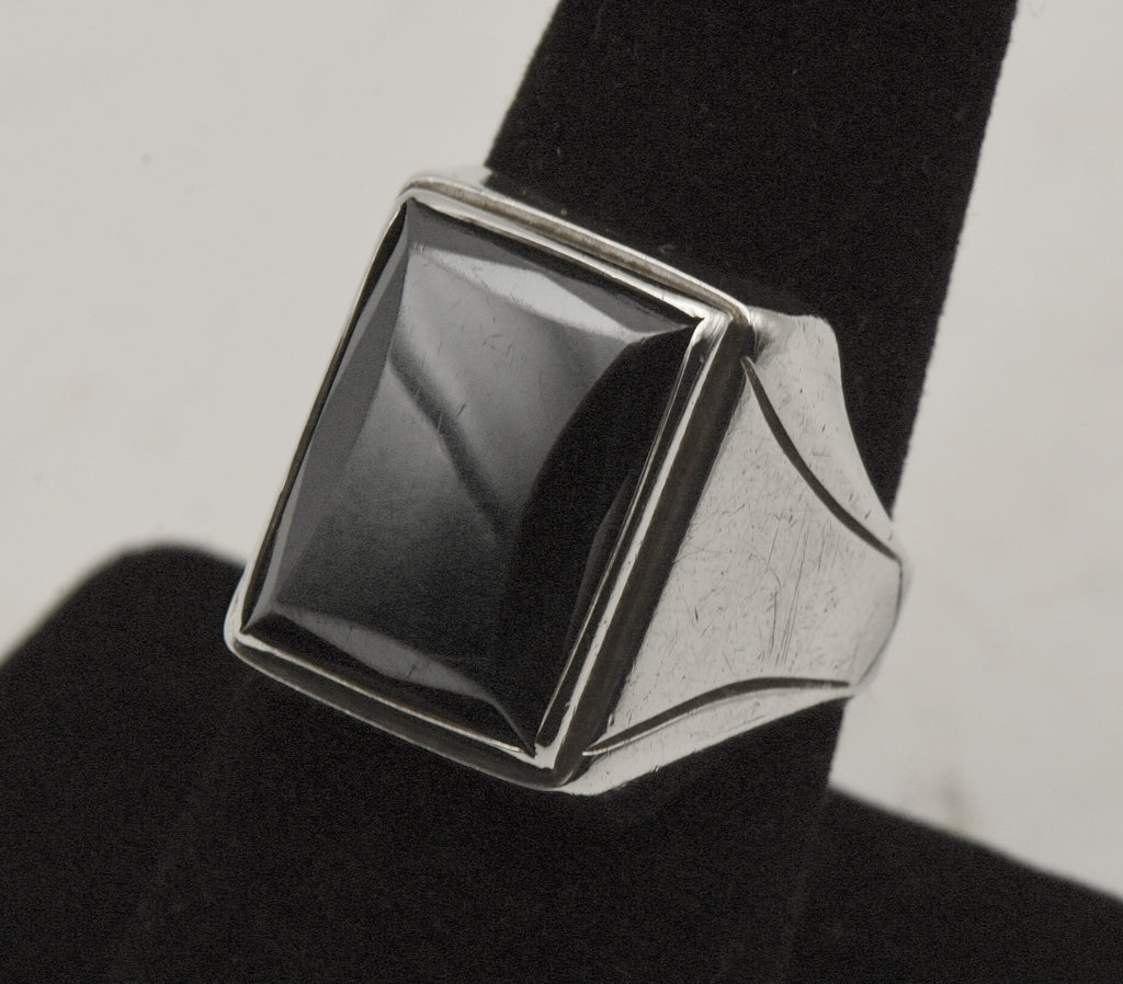 Uncas - Vintage Hematite Sterling Silver Ring - Size 7.5