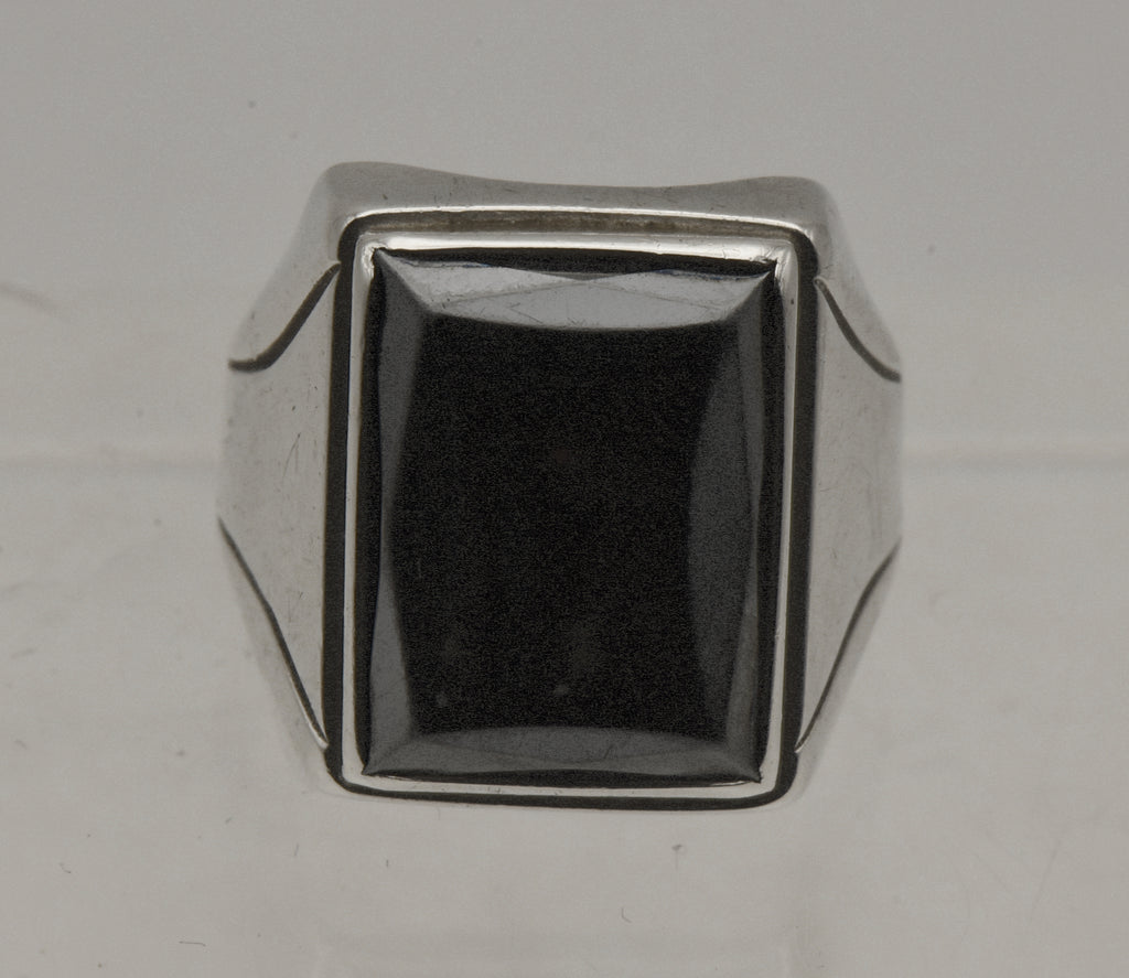 Uncas - Vintage Hematite Sterling Silver Ring - Size 7.5