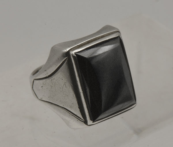 Uncas - Vintage Hematite Sterling Silver Ring - Size 7.5