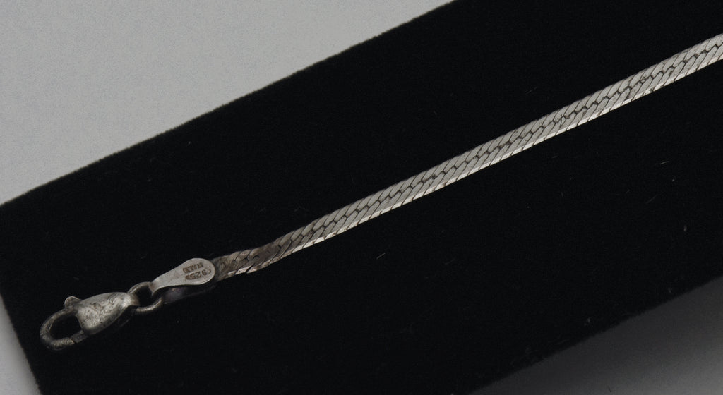 Vintage Italian Sterling Silver Herringbone Chain Bracelet