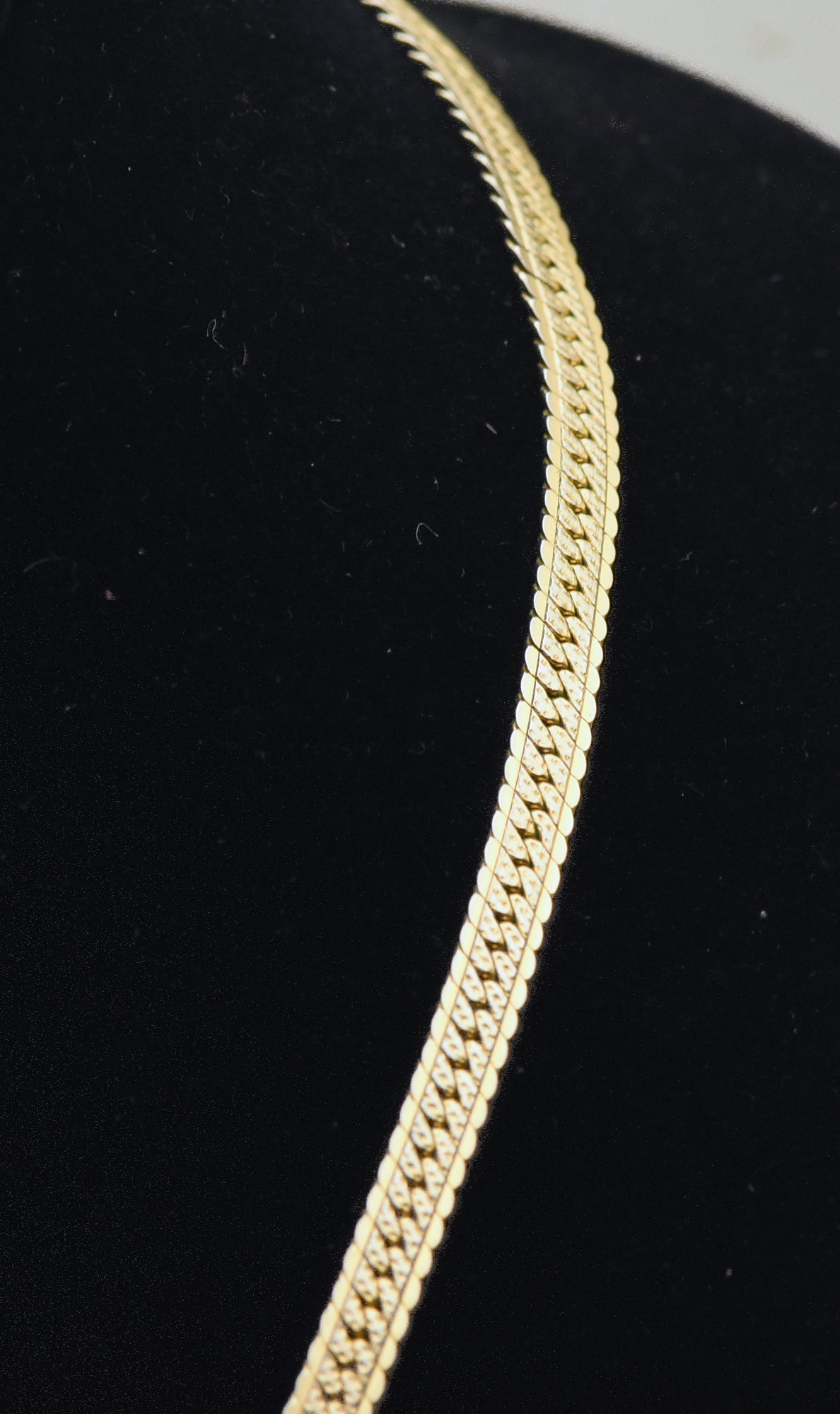 Gold Tone Metal Herringbone Link Chain Necklace - 18"