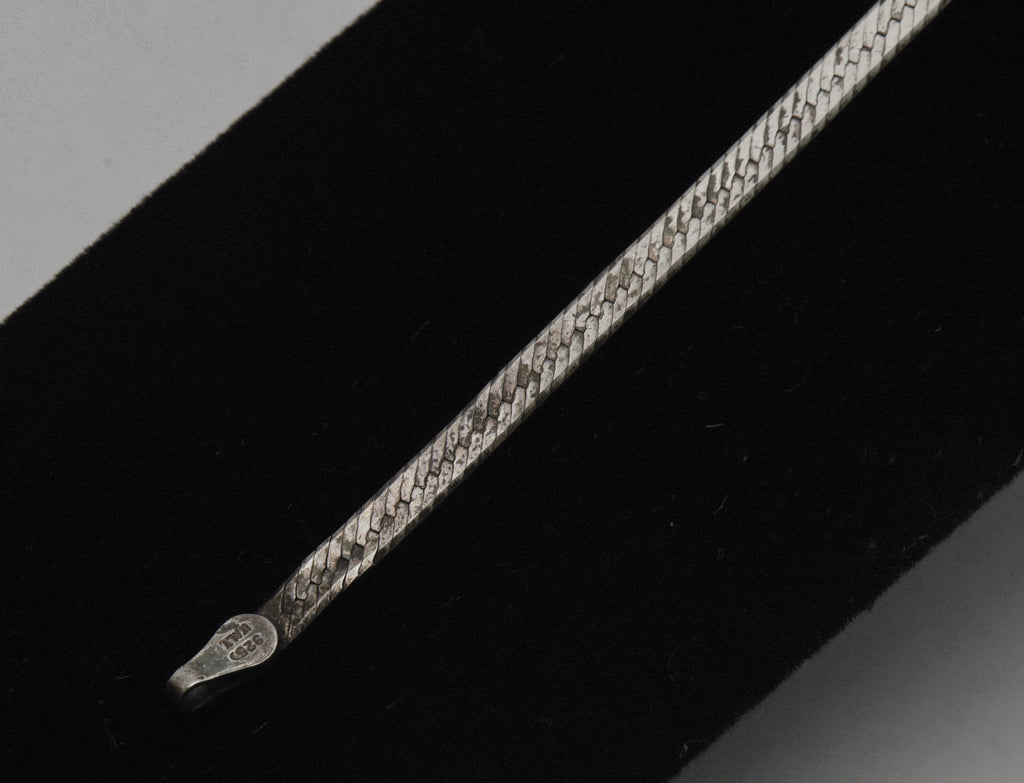 Vintage Italian Sterling Silver Herringbone Chain Bracelet