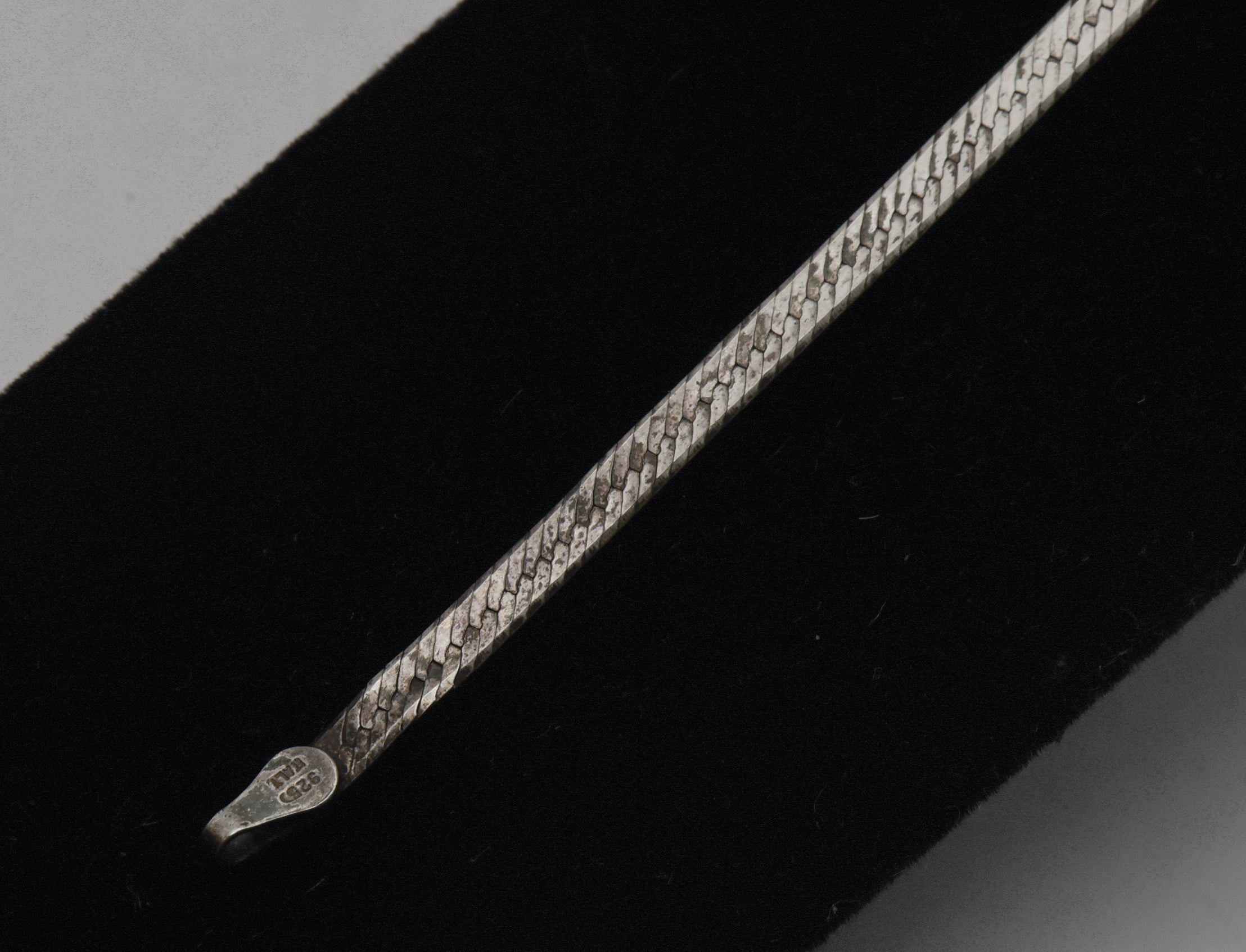 Vintage Italian Sterling Silver Herringbone Chain Bracelet