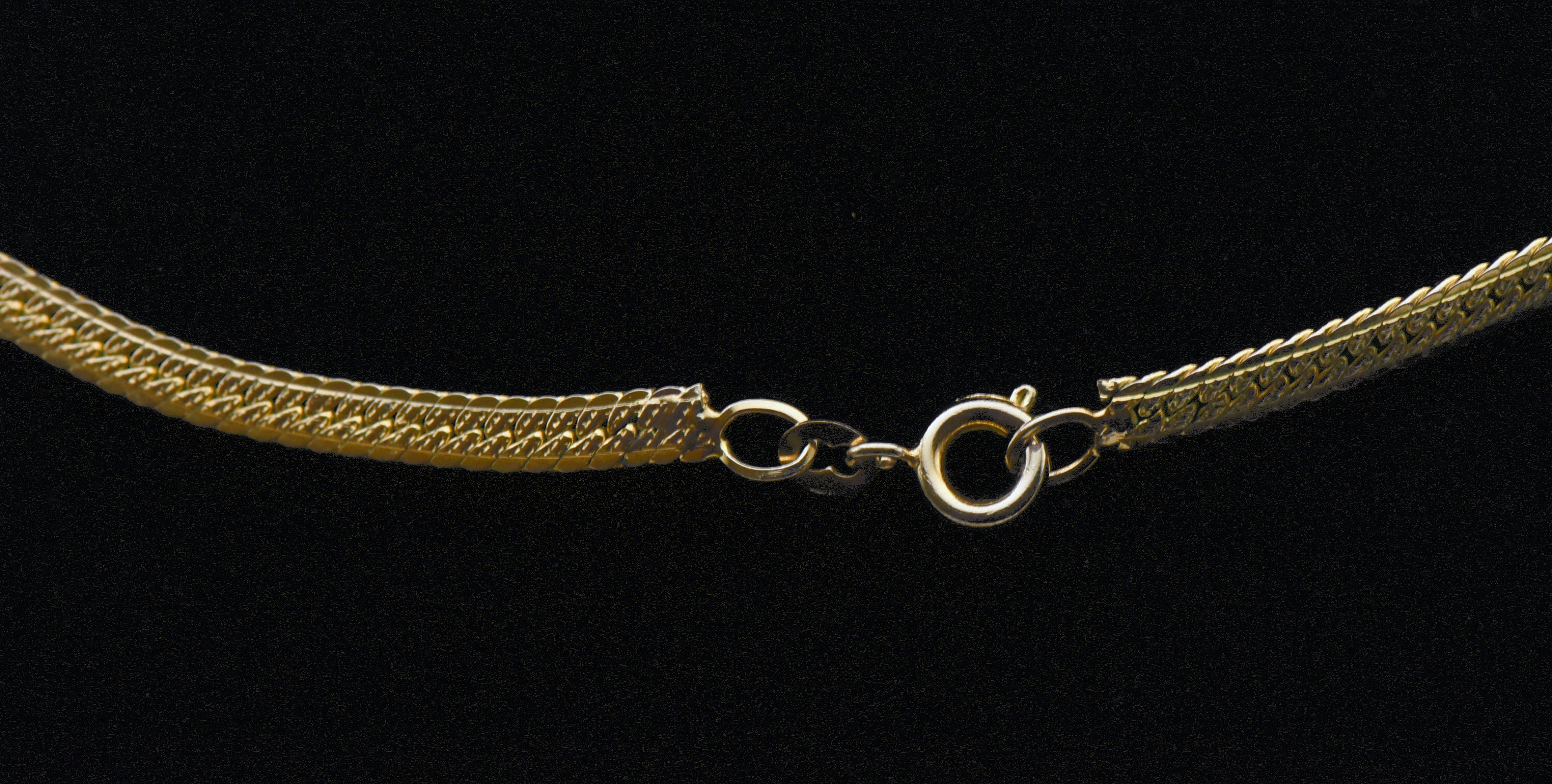 Gold Tone Metal Herringbone Link Chain Necklace - 18"