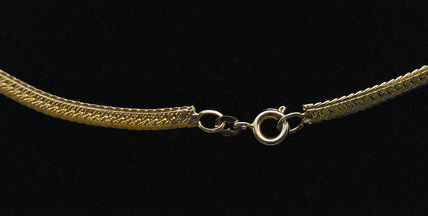 Gold Tone Metal Herringbone Link Chain Necklace - 18"