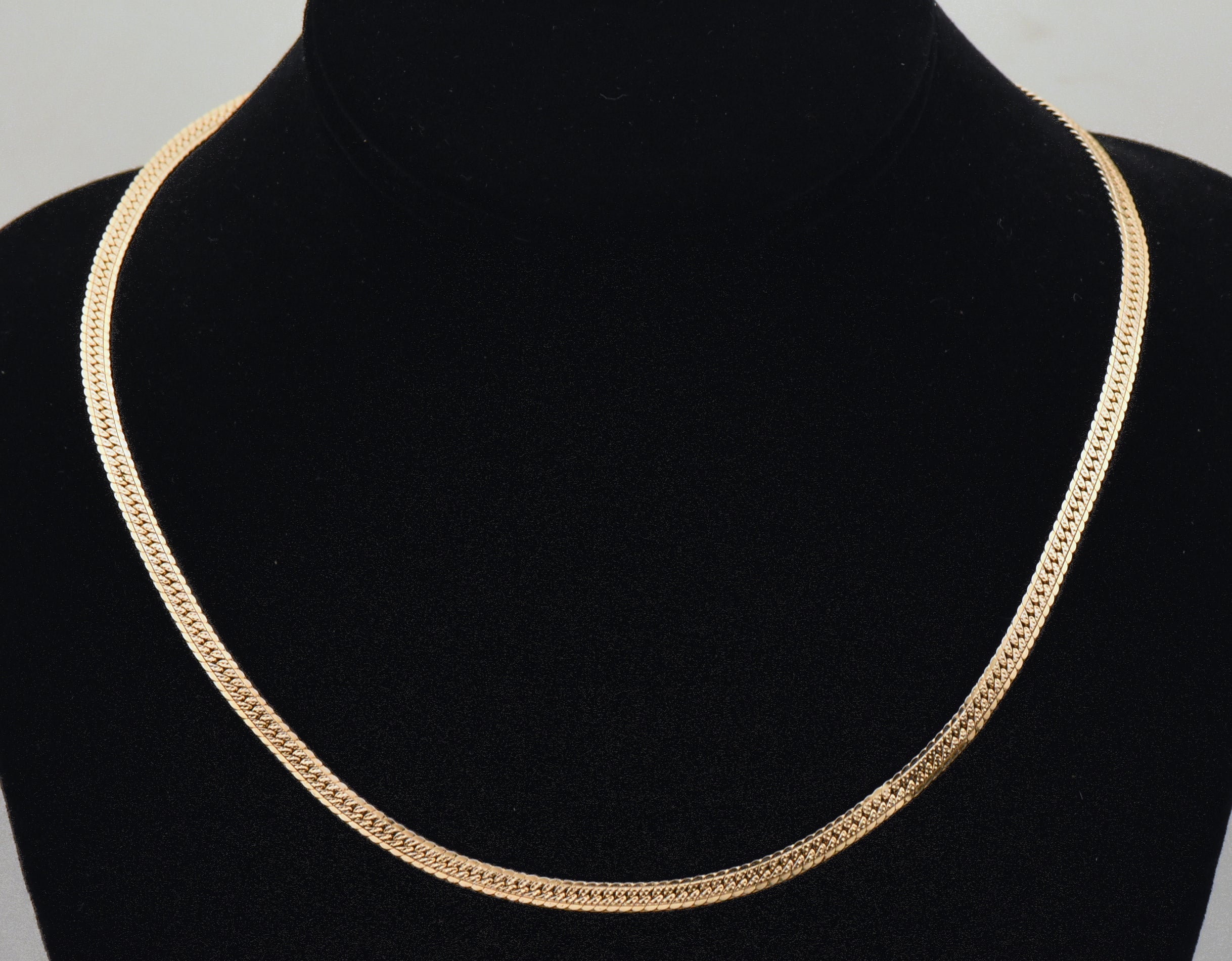 Gold Tone Metal Herringbone Link Chain Necklace - 18"