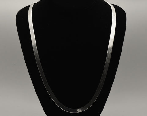 Milor - Vintage Sterling Silver Herringbone Link Chain Necklace - 32"