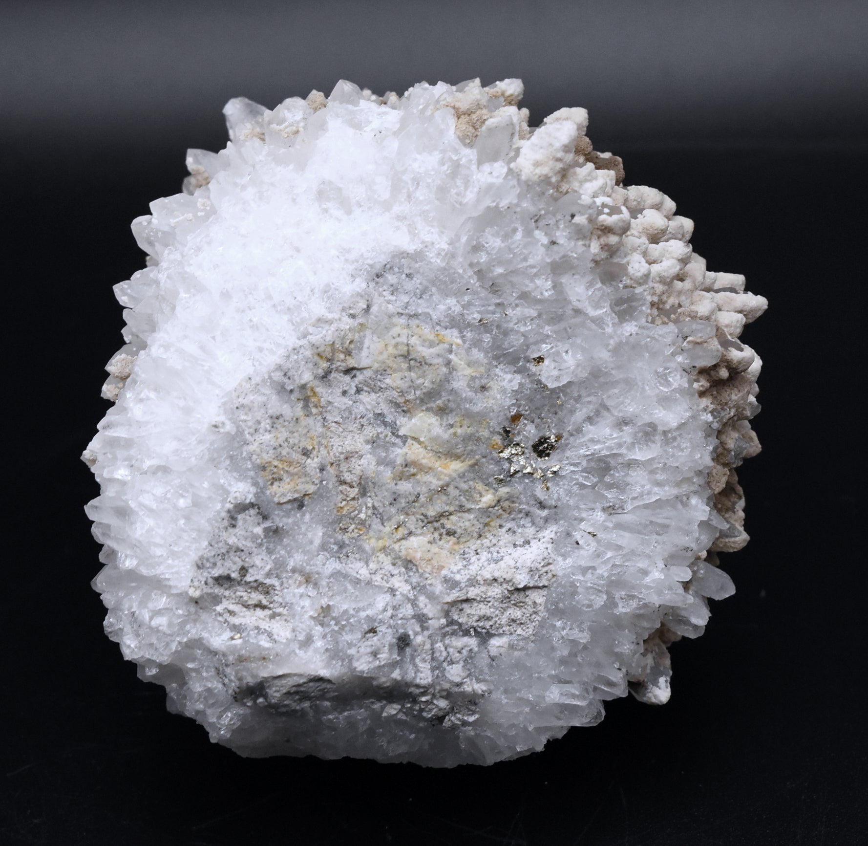 Quartz Hedgehog Crystal Cluster around Pyrite Mineral Specimen - Peru