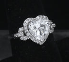 Sterling Silver Heart Cut Cubic Zirconia Halo Ring - Size 7