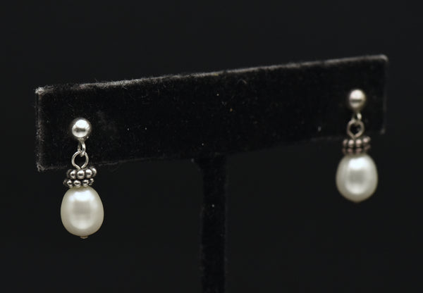 Honora - Vintage Pearl and Sterling Silver Dangle Earrings