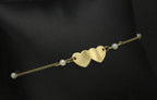 Vintage 14k Gold and Pearls Hearts Bracelet/Anklet - 8.5"
