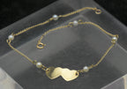 Vintage 14k Gold and Pearls Hearts Bracelet/Anklet - 8.5"