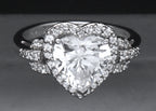 Sterling Silver Heart Cut Cubic Zirconia Halo Ring - Size 7