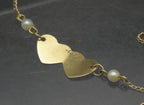 Vintage 14k Gold and Pearls Hearts Bracelet/Anklet - 8.5"