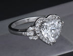 Sterling Silver Heart Cut Cubic Zirconia Halo Ring - Size 7