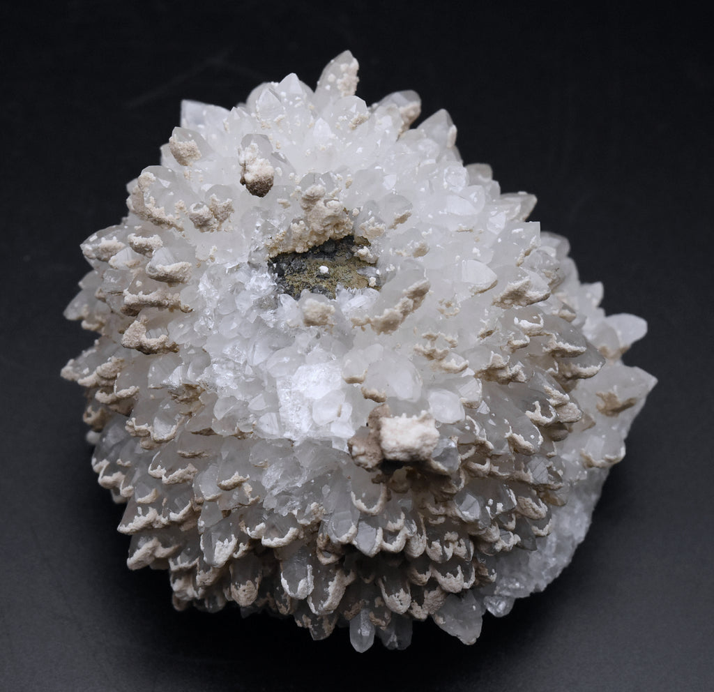 Quartz Hedgehog Crystal Cluster around Pyrite Mineral Specimen - Peru