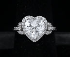 Sterling Silver Heart Cut Cubic Zirconia Halo Ring - Size 7