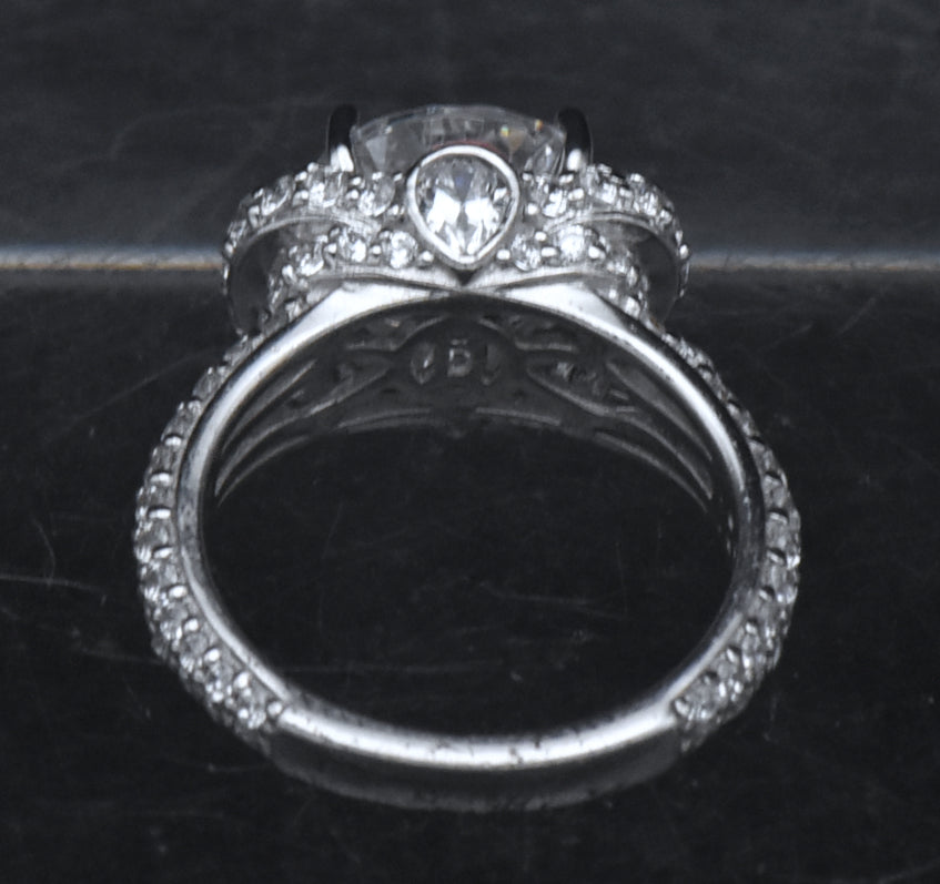 Sterling Silver Cubic Zirconia Half Halo Ring - Size 6.25