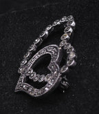 Vintage Sterling Silver and Marcasite Double Heart Brooch
