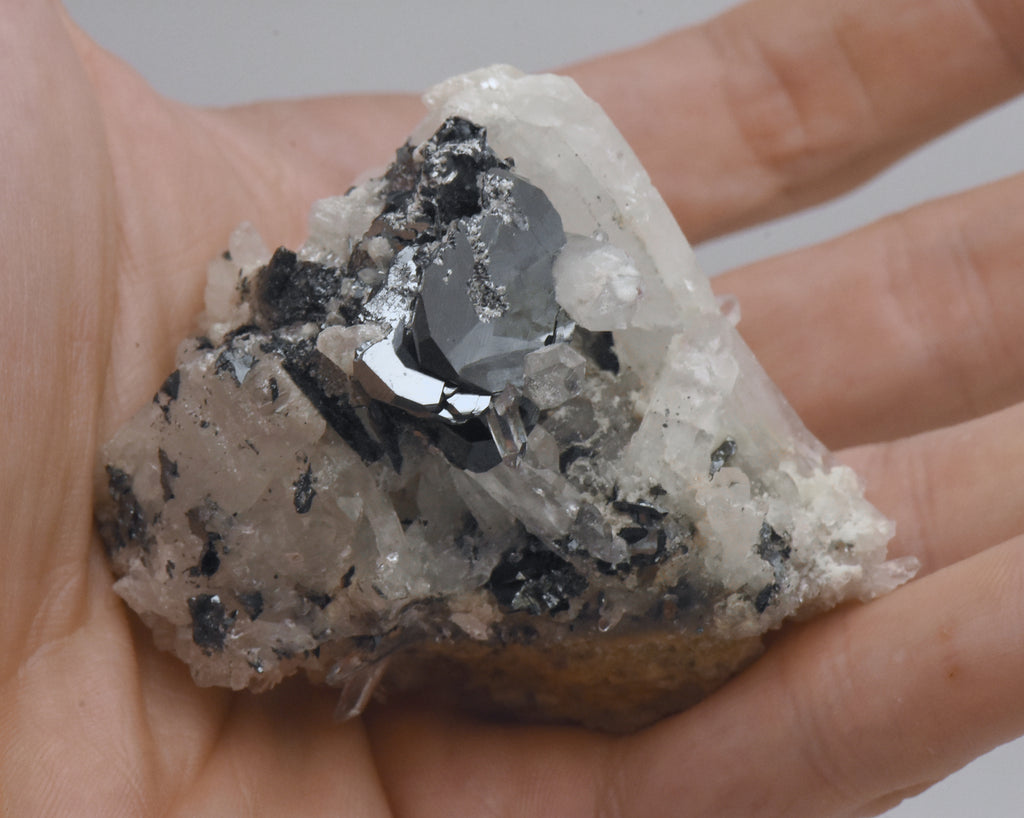 Hematite with Quartz Crystal Cluster Mineral Specimen - Arizona, USA